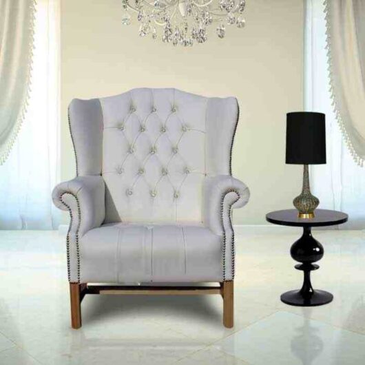 Chesterfield CRYSTALLIZED Elements Hamilton High Back Wing Chair White Leather