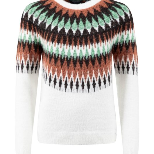 Weird Fish Cedar Metallic Fair Isle Jumper Off White Size 10
