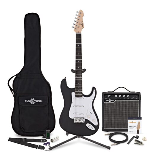 LA Electric Guitar Black 15W Guitar Amp & Ultimate Accessory Pack