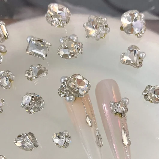Nail Art White Zircon Stacked Diamond Nail Accessories Handmade Diamond Balls Sparkle Full Diamond Right Angle Decorations