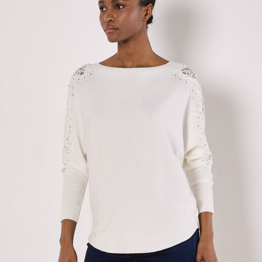 Lace Rhinestone Embellished Jumper