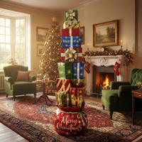 6ft Multi-Coloured Christmas Present Stack with LED Lights