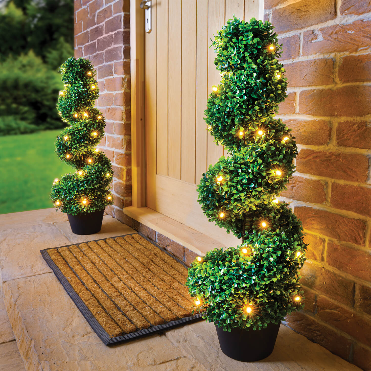 Artificial Pre-lit Tree H80cm, Topiary Swirl Tree, With 40 Warm White LEDs