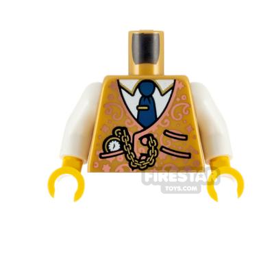 LEGO Minifigure Torso Waistcoat with Pocket Watch PEARL GOLD