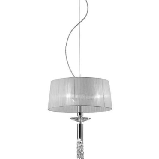 Mantra M3858 Tiffany 3+1 Light Single Pendant Light In Chrome With White Shade
