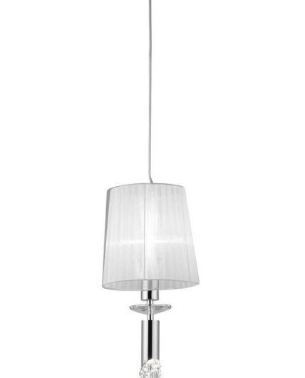 Mantra M3861 Tiffany 1+1 Light Single Pendant Light In Chrome With White Shade