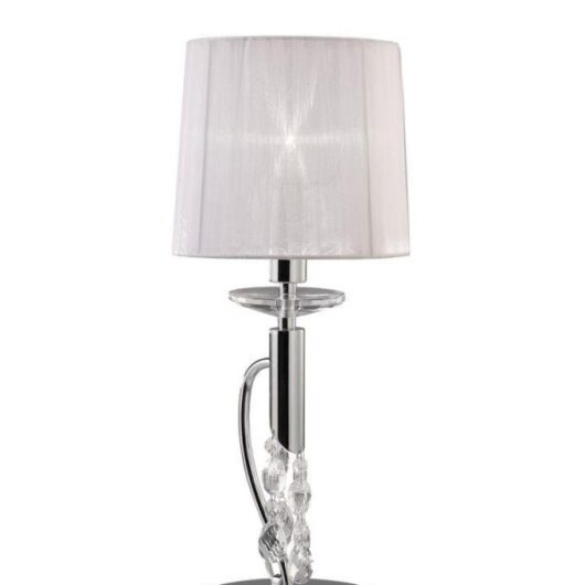 Mantra M3868 Tiffany 1+1 Light Table Lamp In Chrome With White Shade