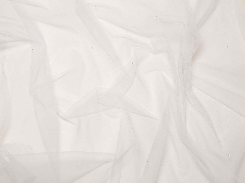 Minerva Core Range Rhinestone Victoria Tulle Net Fabric White
