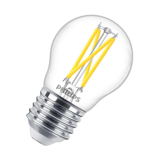Philips LED DimTone Golfball Light Bulb E27 2.5W Dim Warm White 2700K Round Screw Filament Clear